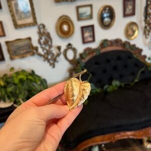 Vintage Crown Trifari Gold-Tone Leaf Brooch